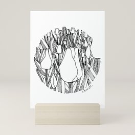 Elegant Tulips Lineart Design Mini Art Print