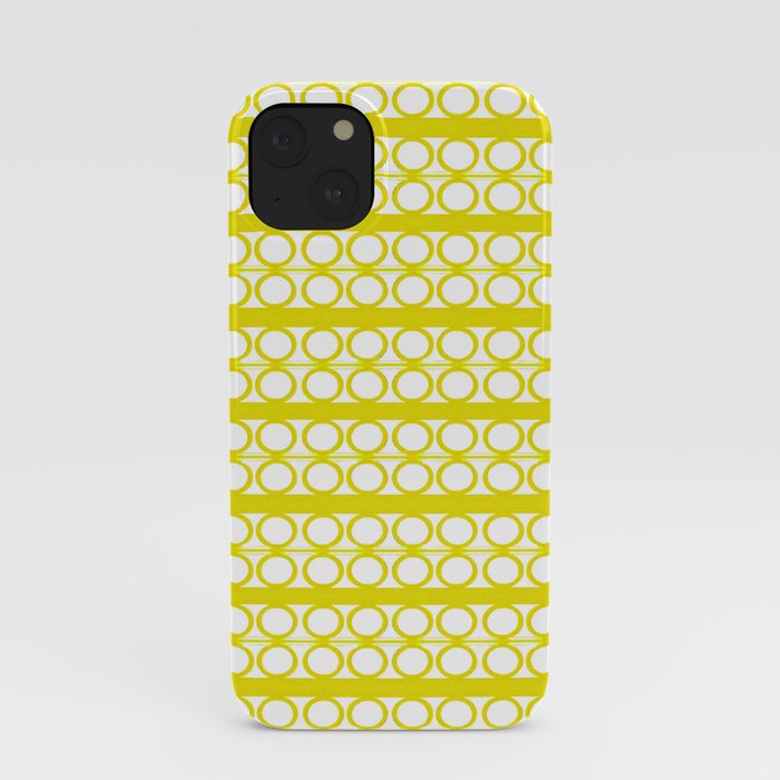 Yellow White Circles Lines Pattern iPhone Case