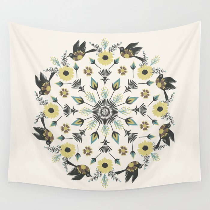 Floral discount mandala tapestry