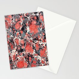 Abstract Marbling illustration in pink, green and white colours. Stationery Cards