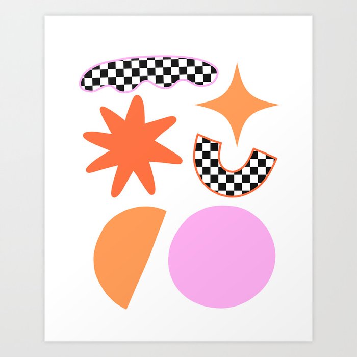 Funky Glam - Colorful Geometric Abstract & Checkered Shapes Art Print