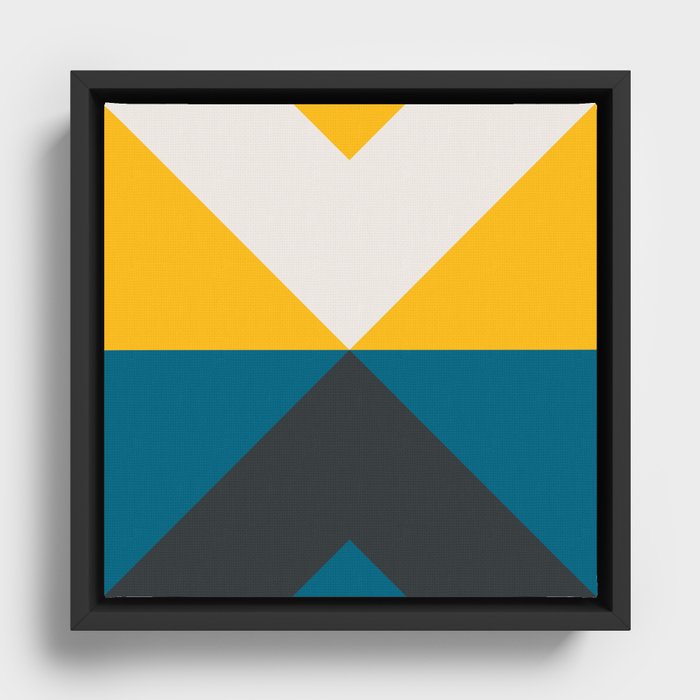 Split X Teal & Yellow Framed Canvas