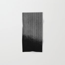 Textured Silver-grey and black Herringbone ombre - Japanese pattern Hand & Bath Towel