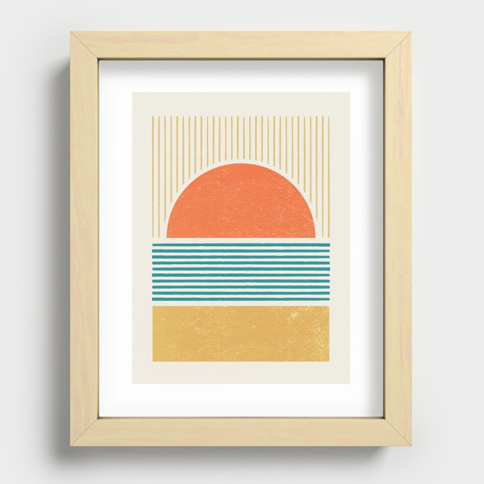 Sun Beach Stripes - Mid Century Modern Abstract Recessed Framed Print