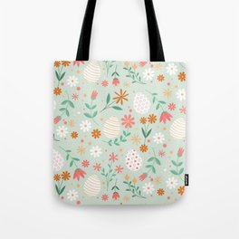Happy Easter Egg Floral Collection Tote Bag