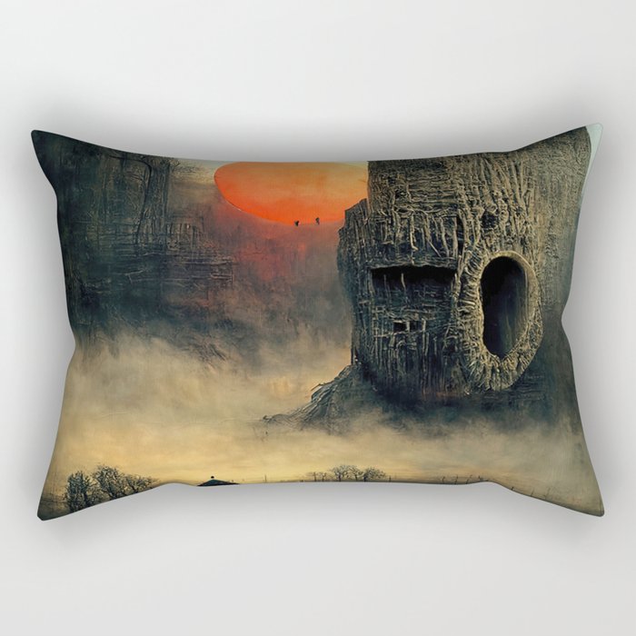 Sunset on a strange alien world Rectangular Pillow