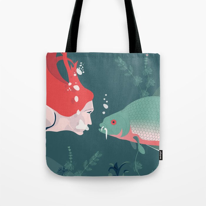 Mermaid and carp Tote Bag