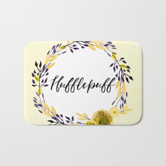 HP Hufflepuff in Watercolor Bath Mat