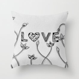 Botanical Love small font Throw Pillow