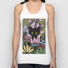Cat and flowers Unisex Tank Top