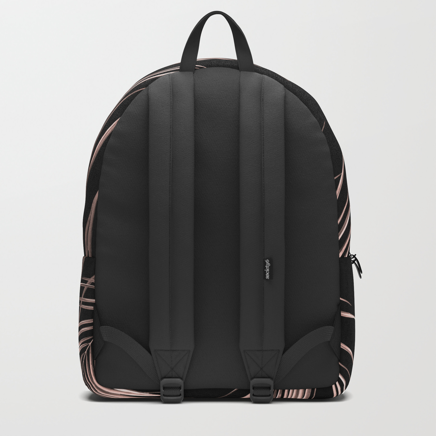 black backpack with rose gold zipper