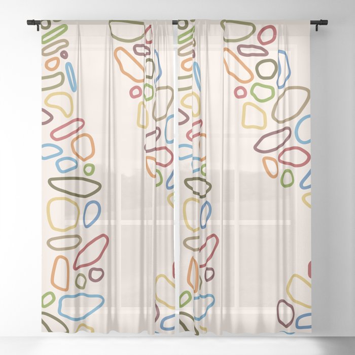 Color stones line path collection 1 Sheer Curtain
