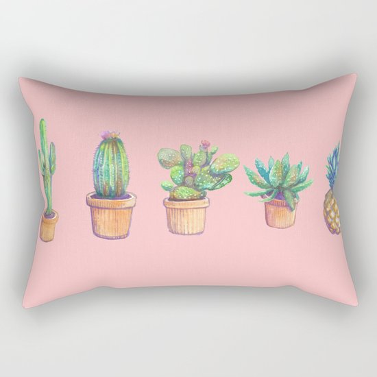 evolution cactus to pineapple pink version Rectangular Pillow