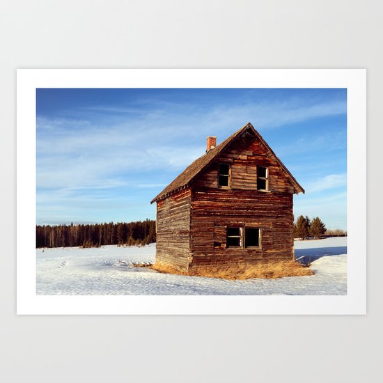 Empty Log Farm House Art Print