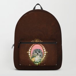 Elegant owl head with flowers Backpack