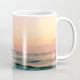 Beautiful Pink Blush, Sunset Sea Ocean Waves Coffee Mug