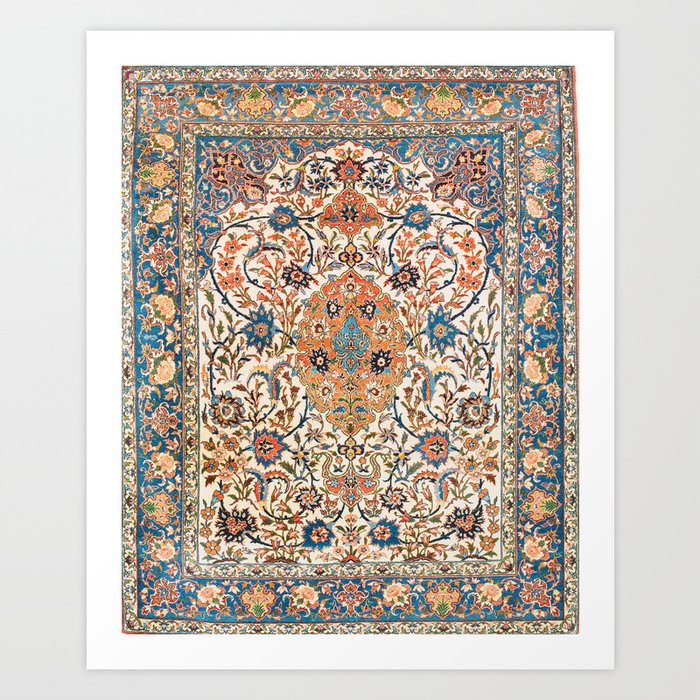 Isfahan Antique Central Persian Carpet Print Art Print
