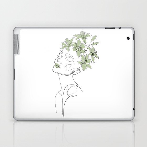 Matcha Lily Beauty / floral drawing of a woman Laptop & iPad Skin