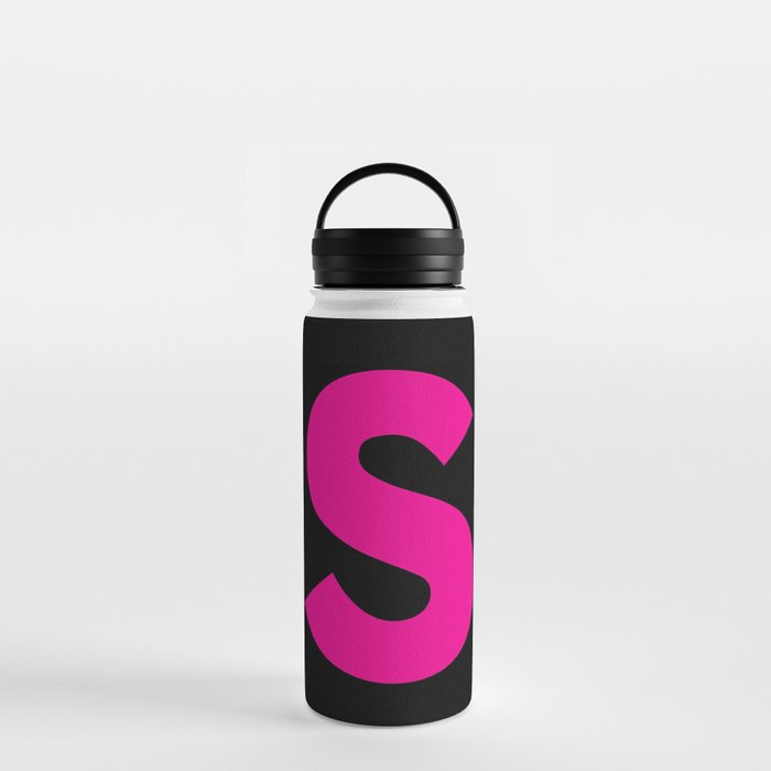 letter S (Magenta & Black) Water Bottle