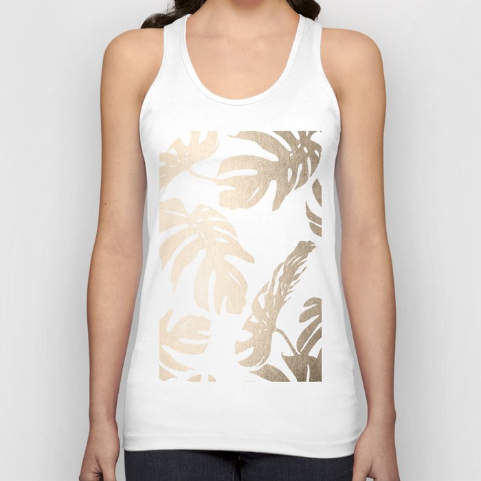 Simply Tropical Palm Leaves in White Gold Sands Tank Top
