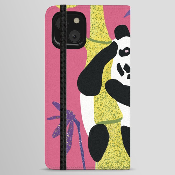 Panda Perched on Palm Tree iPhone Wallet Case