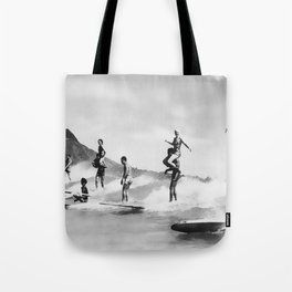 Vintage Surfing in Hawaii Tote Bag
