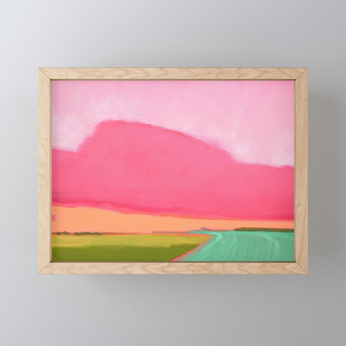 Pink and green abstract landscape - Memorial Day, Revisited Framed Mini Art Print