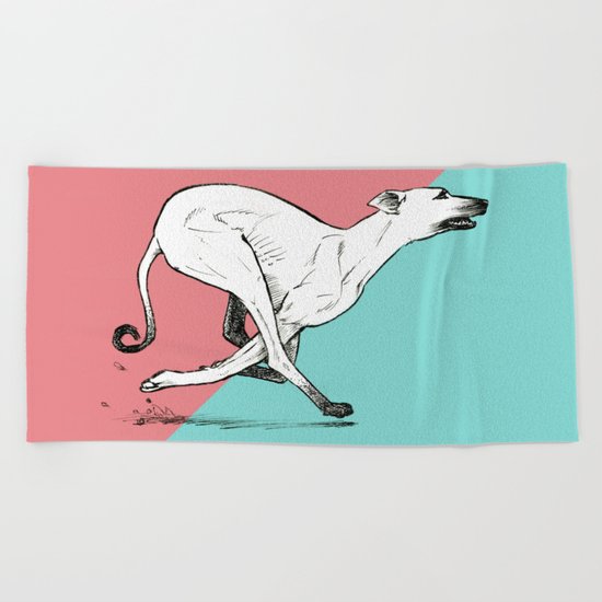 Run Greyhound! Beach Towel
