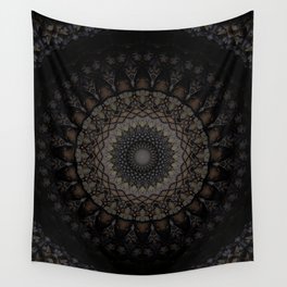 Digital mandala in dark brown tones Wall Tapestry
