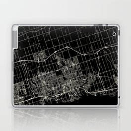 Oshawa, Canada CITY MAP - black and white Laptop Skin