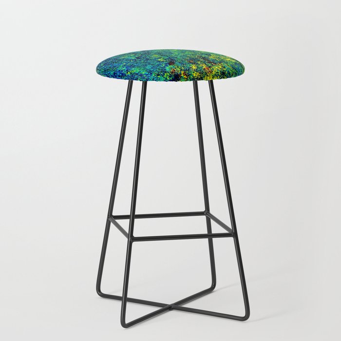 Abstract Flowers Yellow And Green Bar Stool