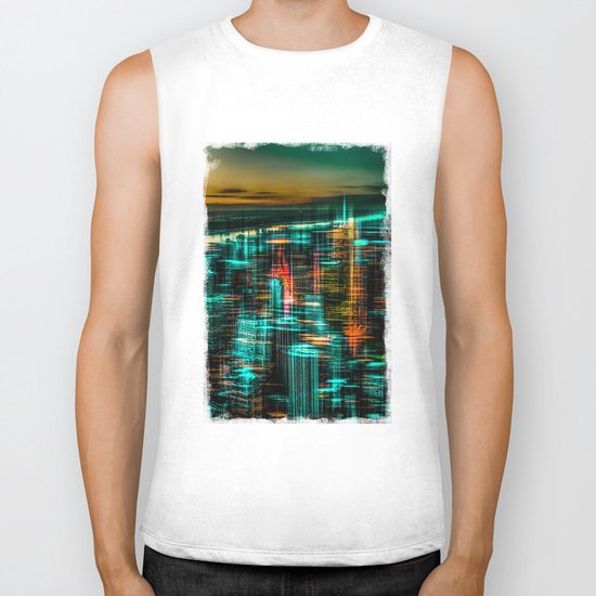 New York - the night awakes (green) Biker Tank