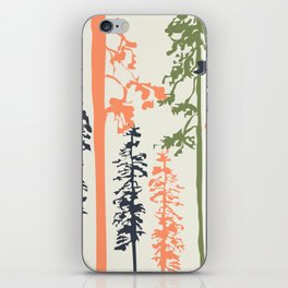 Woody - Orange Green and Dark Blue Minimal Forest Tree Art Design iPhone Skin