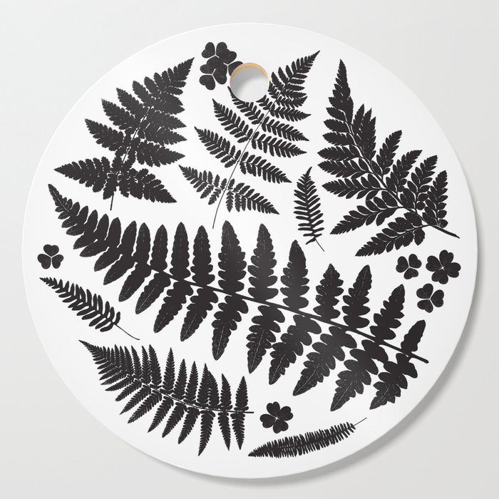 Black and White Ferns Cutting Board