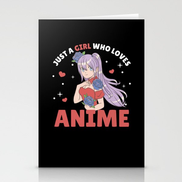 Just A Girl Who Loves Anime Manga Drawing Heart Stationery Cards