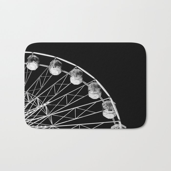 La Grande Roue de Nancy | Ferris wheel | Black and white minimal photo Bath Mat
