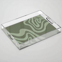 Reseda Green Swirls over Vintage Olive Paper Acrylic Tray