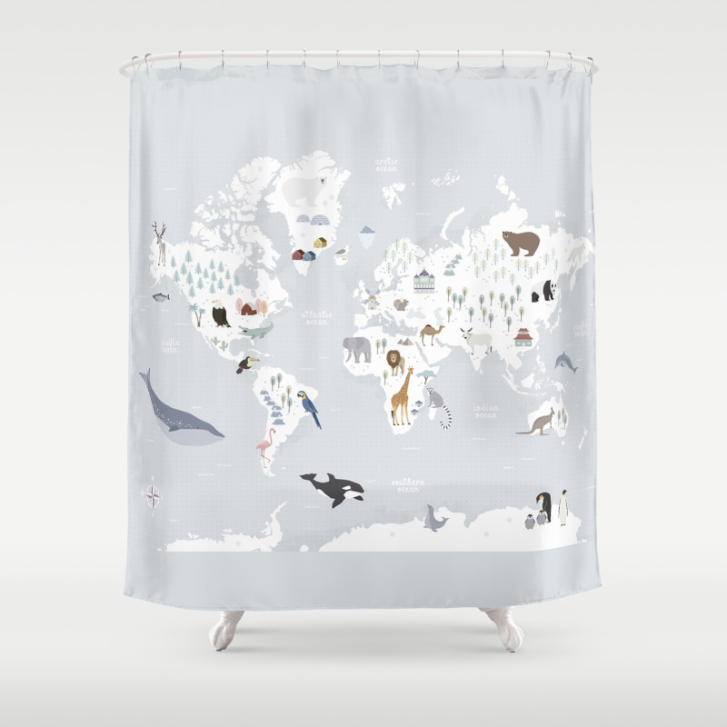 Animal Map Of The World Shower Curtain By Missmalagata Society6