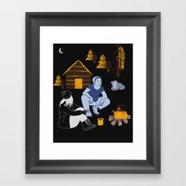 girl and boyfriend sitting to the fire Framed Art Print