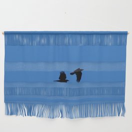 Two Ravens Flying Blue Sky Wall Hanging