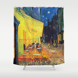 Vincent Van Gogh - Cafe Terrace at Night (new color edit) Shower Curtain
