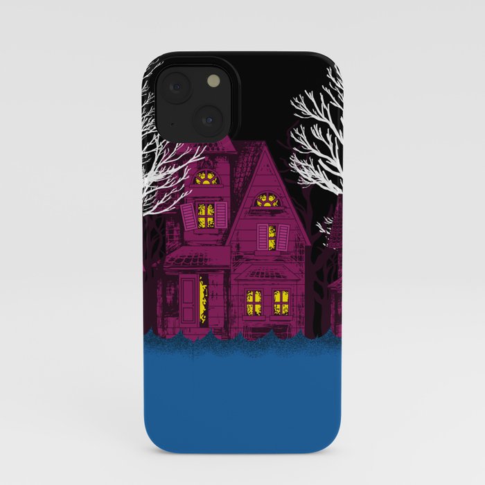 Blue sea and haunt horror house night landscape  iPhone Case