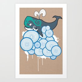 Happy Whale Art Print | Pop Art, Animal, Digital, Graphic Design 