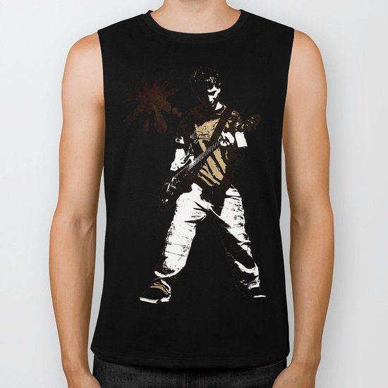 guitar boy - white Biker Tank