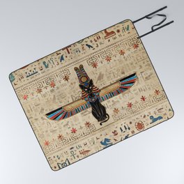 Egyptian Cat - Bastet on papyrus Picnic Blanket