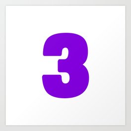 3 (Violet & White Number) Art Print