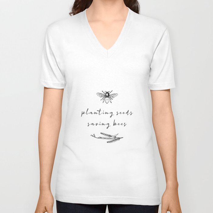 Bee and flower V Neck T Shirt