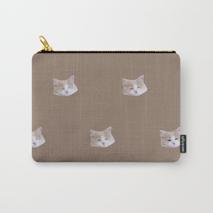 omochi cat monogram illustration version brown Carry-All Pouch