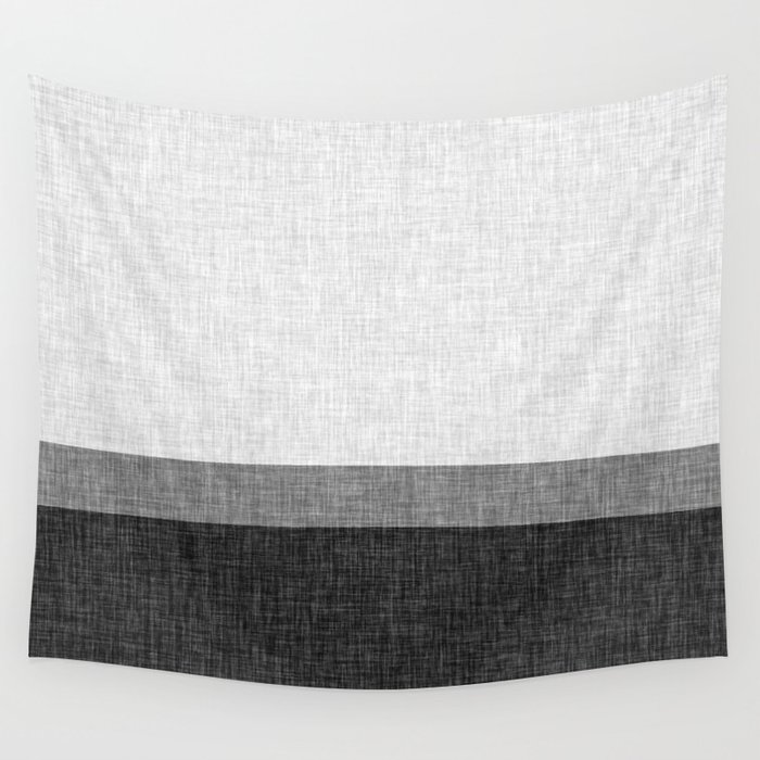 Grey and White Crosshatch Simple Stripe Wall Tapestry