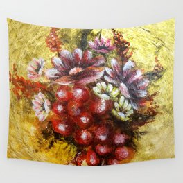 Flowers on Terracotta Plate Wall Tapestry